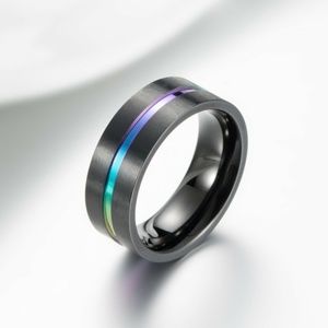 Elegant Black and Rainbow Women's Ring
